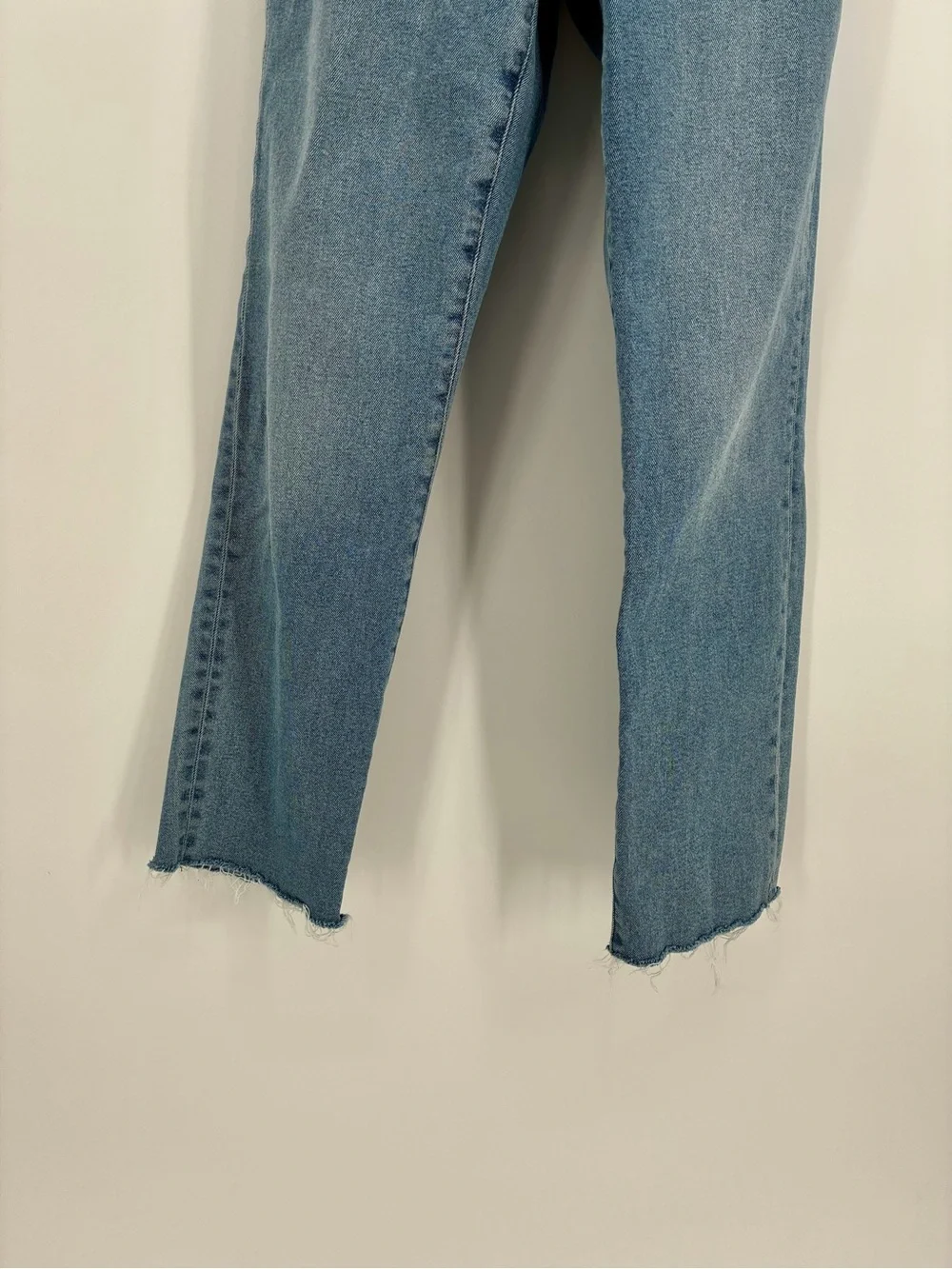 J.Crew Essential Straight High Rise Raw Hem Medium Wash Denim Jeans Size 28